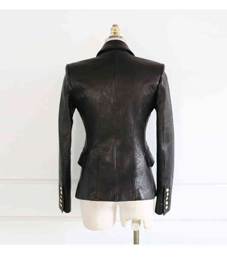 Double breasted pu leather jackets Female England style pu Leather Jacket Punk Rock Cropped Jackets faux leather coat L220801