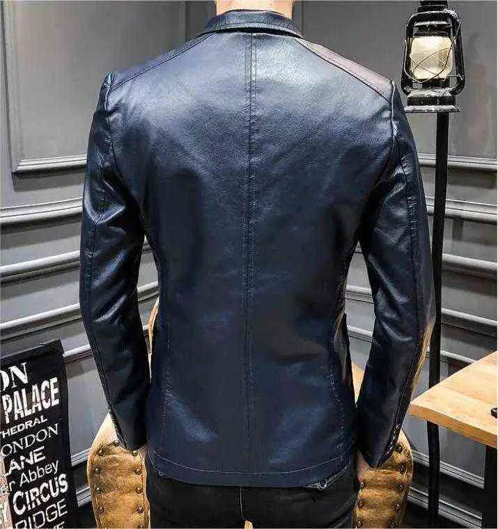 Risvolto regolare da uomo tinta unita bordeaux nero ecopelle maniche lunghe giacca a due bottoni blazer maschile cool abbigliamento L220801