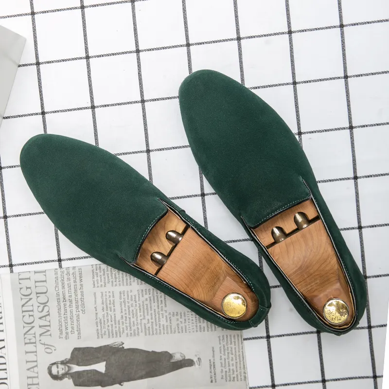 Loafers Men Shoes Faux Suede Solid Color Fashion Business Casual Party Daily All-match Simple Slip-on Classic Dress Shoes CP123