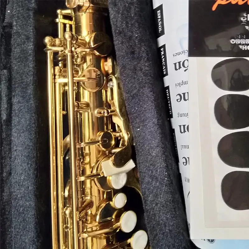 Golden E-Tune Professional Alto Saxophone Original One till One YAS-82Z Structure mässing Guldpläterad Alto Sax Spela instrument
