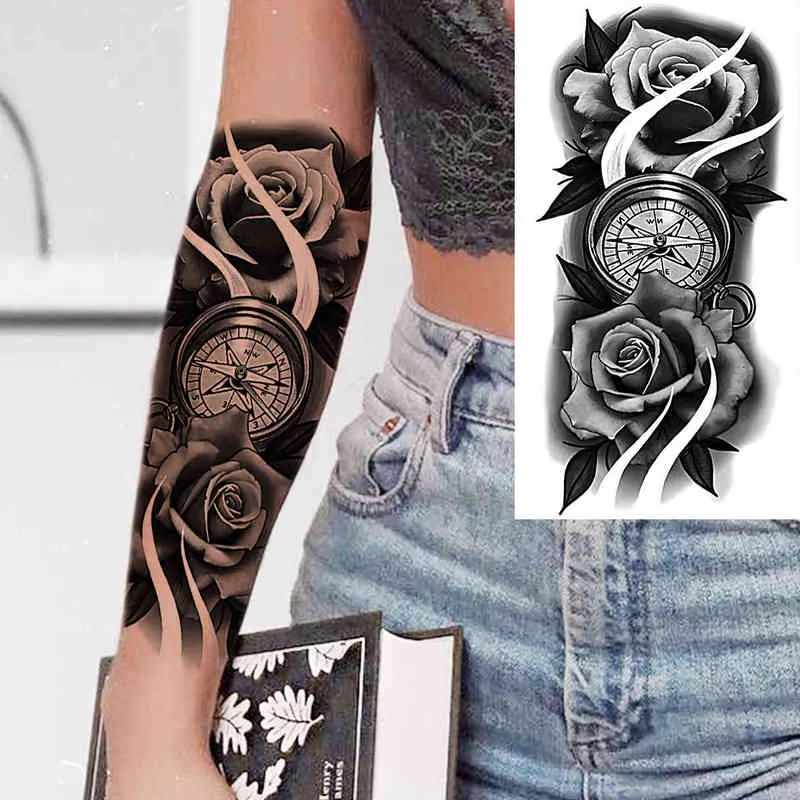 NXY Tijdelijke Tattoo Piraat Schip Anchor S voor Mannen Vrouwen Volwassen Rose Flower Skull Fake Body Art Tatoos Large 0330