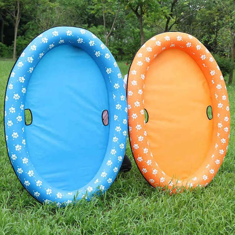 Footprint Inflatable Swimming Pool Pet Dogs Floating Raft Bed Water Play Cushion H0415242U3670322