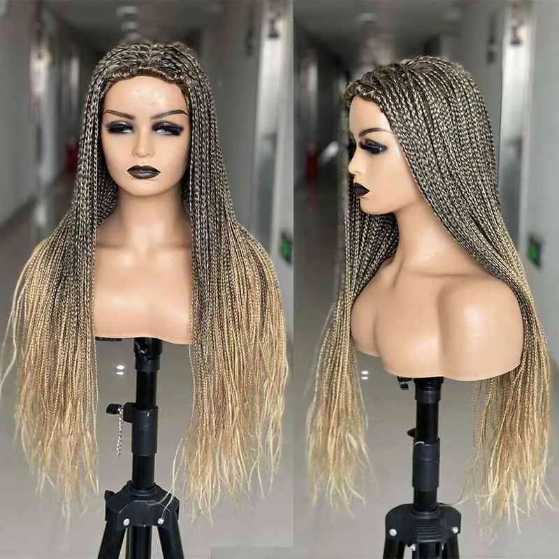 Cosplay vlechten haarpruik 26 inch gevlochten pruiken voor zwarte vrouwen ombre synthetische bariden lange doos 220622