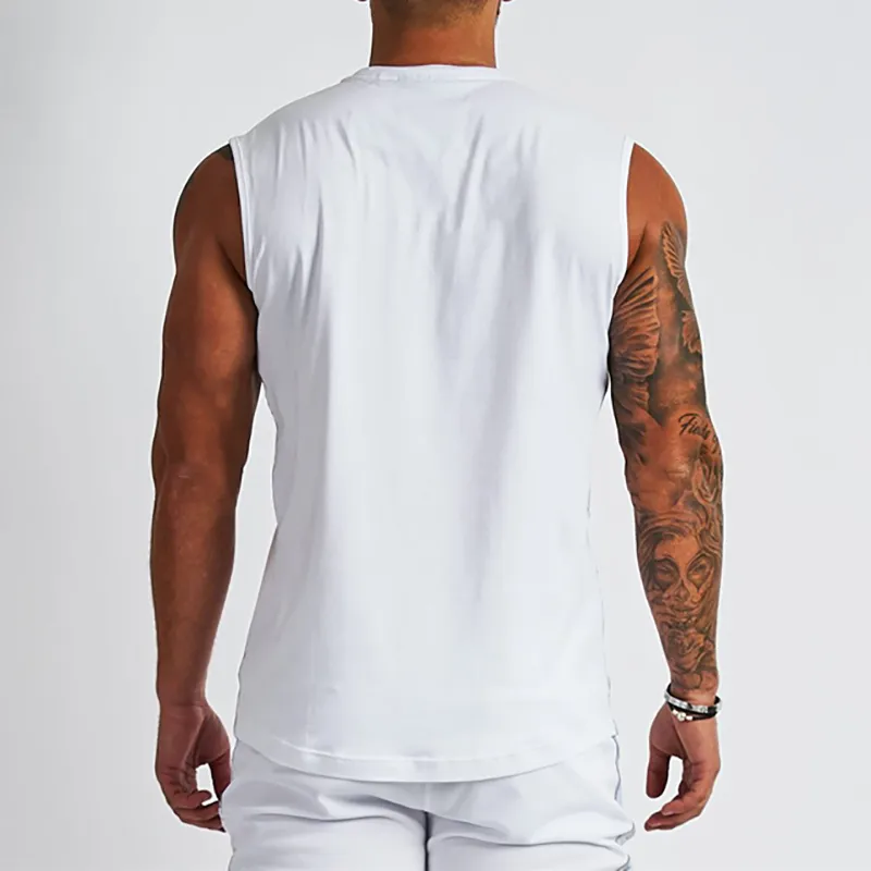 Plain Cotton Vneck Fitness Tank Top Men Summer Muscle Vest Gym Clothing Bodybuilding Sleeveless Shirt Workout Sports Singlets 220615