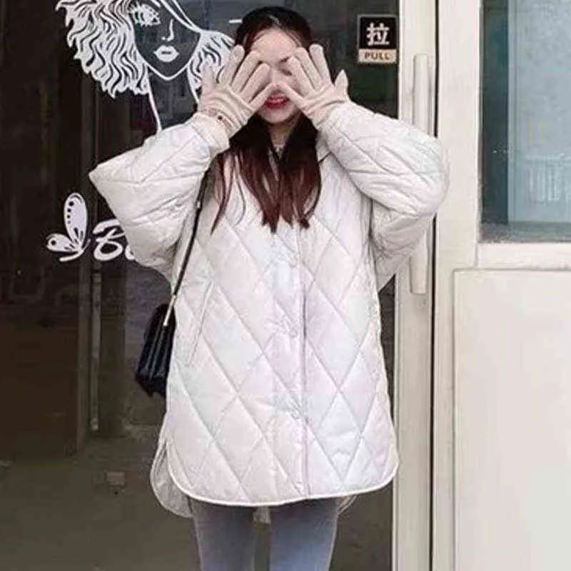 Qingwen 2022 Winter Cotton Padded Jacket For Women Korea Long Warm Hooded Patchwork Jacket Oversized Jacket Parka Large Outerwear L220725