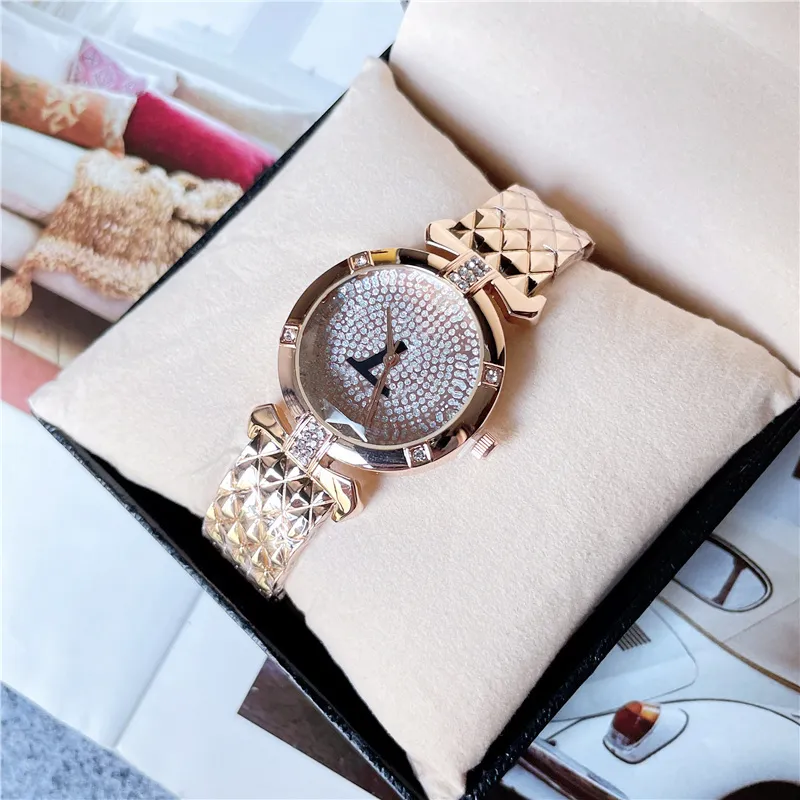 Brand Wrist Watches Women Girl Ladies Diamond Style Luxury Steel Metal Band Quartz Clock L78