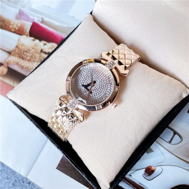 ブランド腕時計女性ガールレディースダイヤモンドスタイル高級スチールメタルバンドクォーツ時計 L78