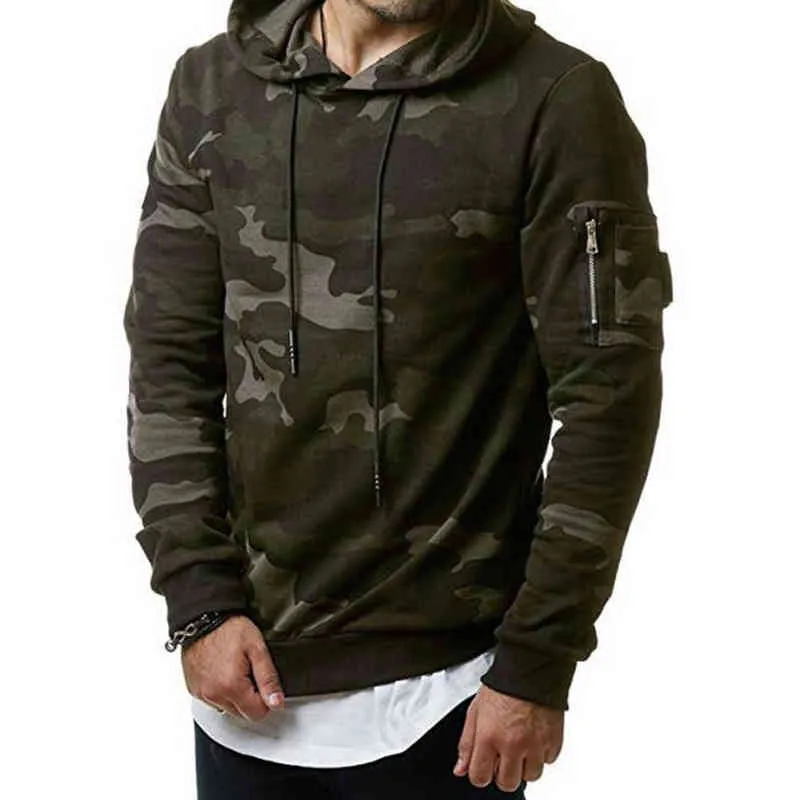 New Men Camouflage Hoodies Sweatshirts Zipper Hoodie Men Sweater Solid Color Man Hoody Sweatshirts For Male L220801