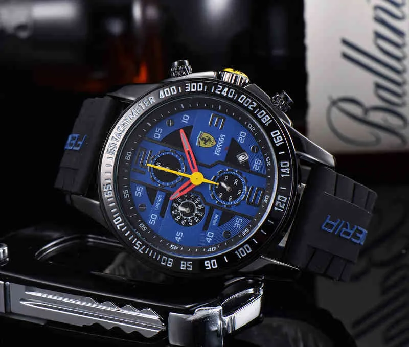 2021 New Luxury Men F1 Racing 6 Needle Fashion Sport Quartz Watch Stop WaterProof Reloj Relogio Clock Wristwatches302a