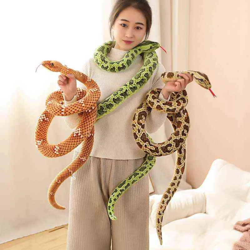 CM Simulerade ormar Plush Toy Realistic Giant Boa Cobra Lång fylld ormkudde barn pojkar gåva hem dekoration j220704