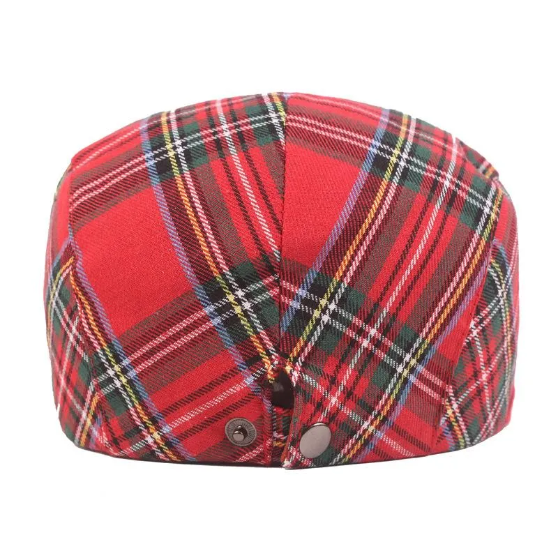 Berets estilo francês boné xadrez boina mulheres primavera verão algodão irlandês vermelho verde peaky blinders senhores vintage inverno senhoras hatb220f