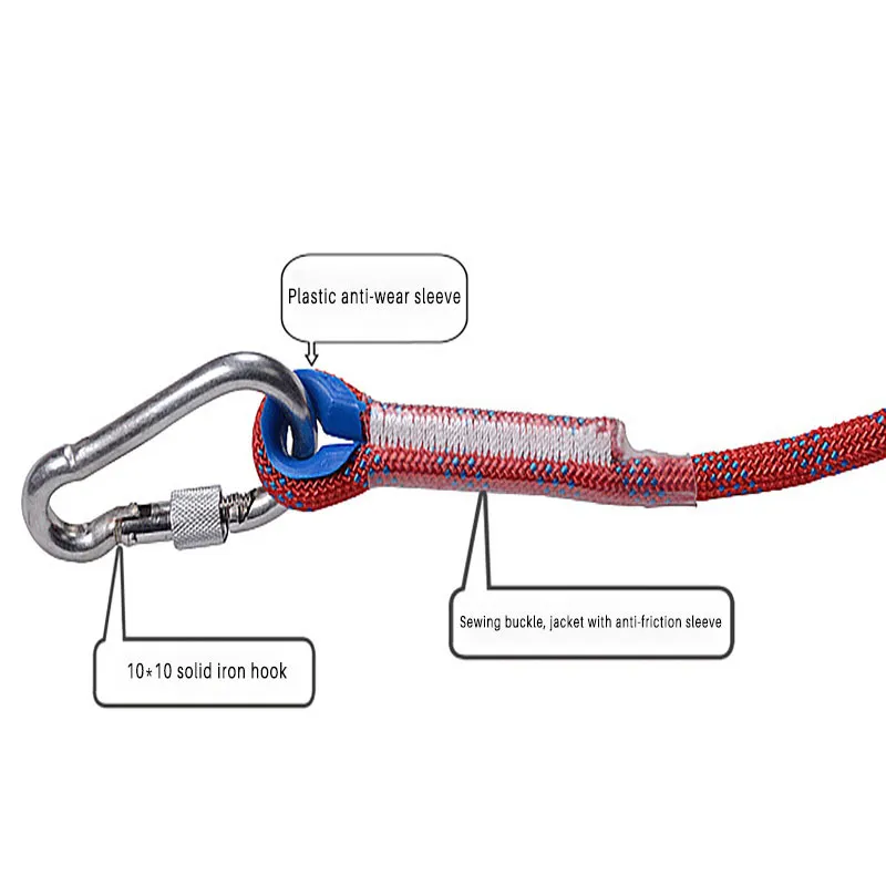 10m 20m 30m Outdoor Klimtouw Emergency Paracord Rescue Veiligheid Touw Met Karabijnhaak Hoge Sterkte Wandelen accessoire