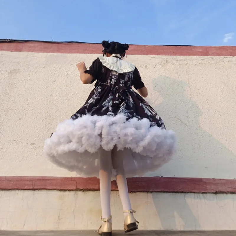 Etek desteği lolita bulut kemiksiz yumuşak örgü etek beyaz petticoat puf 220701