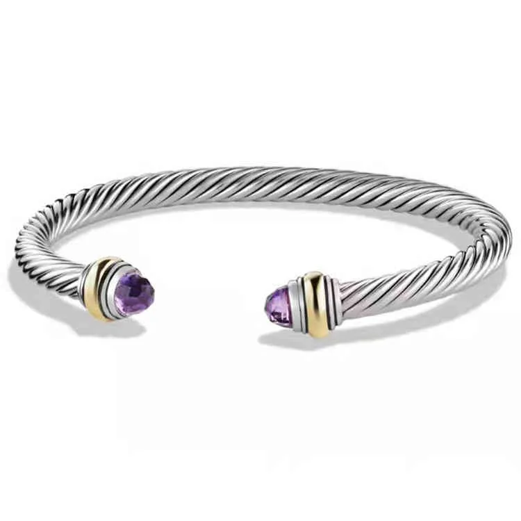 Bracelet en titane pour femmes, bricolage, deux couleurs, plaqué or 18 carats, câble en acier inoxydable, simple et ouvert, 2249330