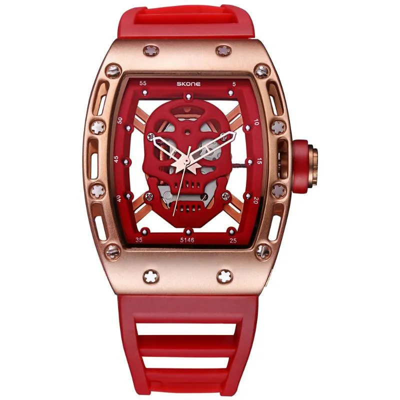 Wristwatches Men's Watch Skull Watches 30m مقاوم للماء ليلة معصمها مضيئة الكوارتز كوارتز عازمة Hollow2429