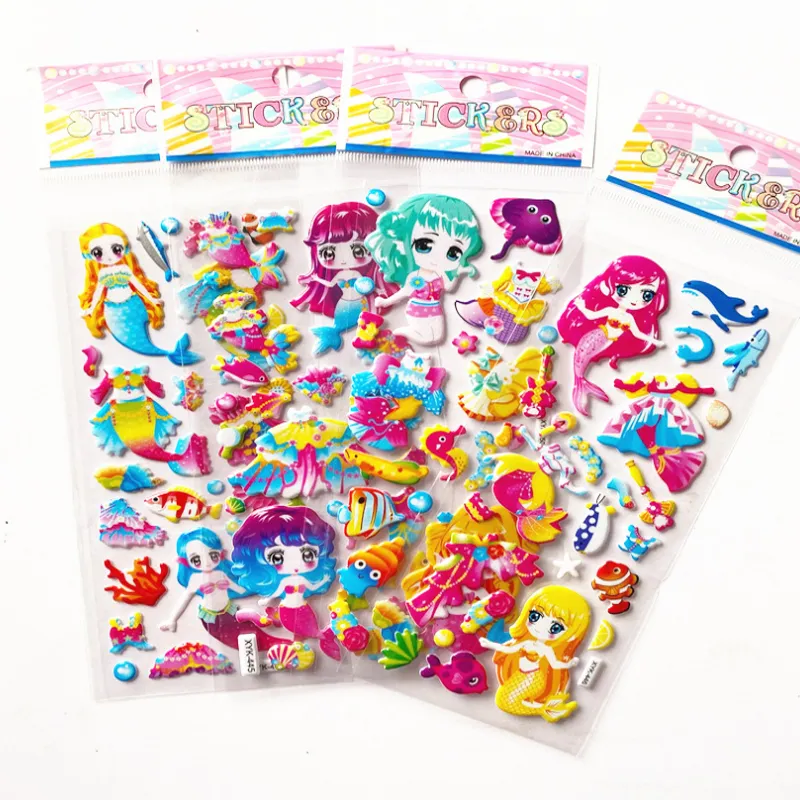 10sheets Girls Cartoond Dress Up 3D Bubble Fashion Stickers Children Pvc Stickers для ноутбука книги Kawaii Toys подарки на день рождения 220815