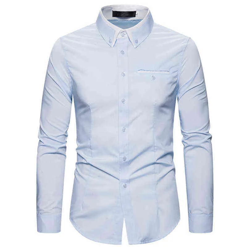 Camicie eleganti da uomo casual con bottoni Camicie a maniche lunghe slim fit da uomo Camicia casual da uomo formale da uomo Camisa Masculina 5XL L220704