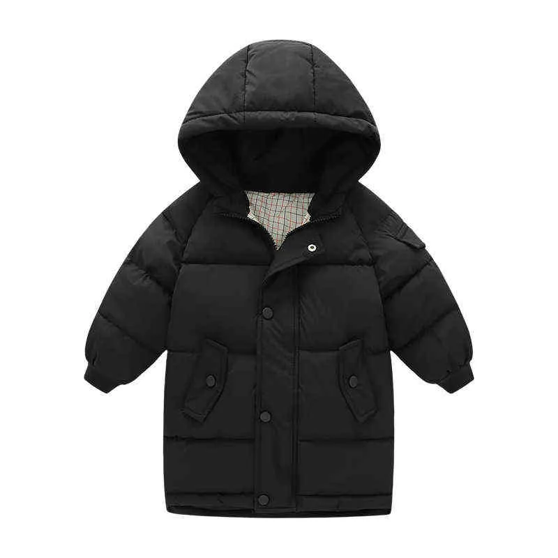 Winter Warm Jackets Extended Jacket 2-10 Year Old Boys And Girls Clothes Hooded Thickened New Korean Fashion Children clothes J220718