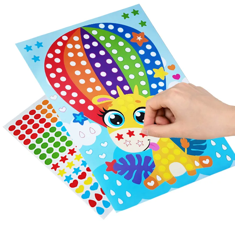 Mignon dessin animé animal puzzle dot autocollants bricolage jouets pour enfants enfants créatifs début éducatif patience formation drôle jeux cadeau 220716