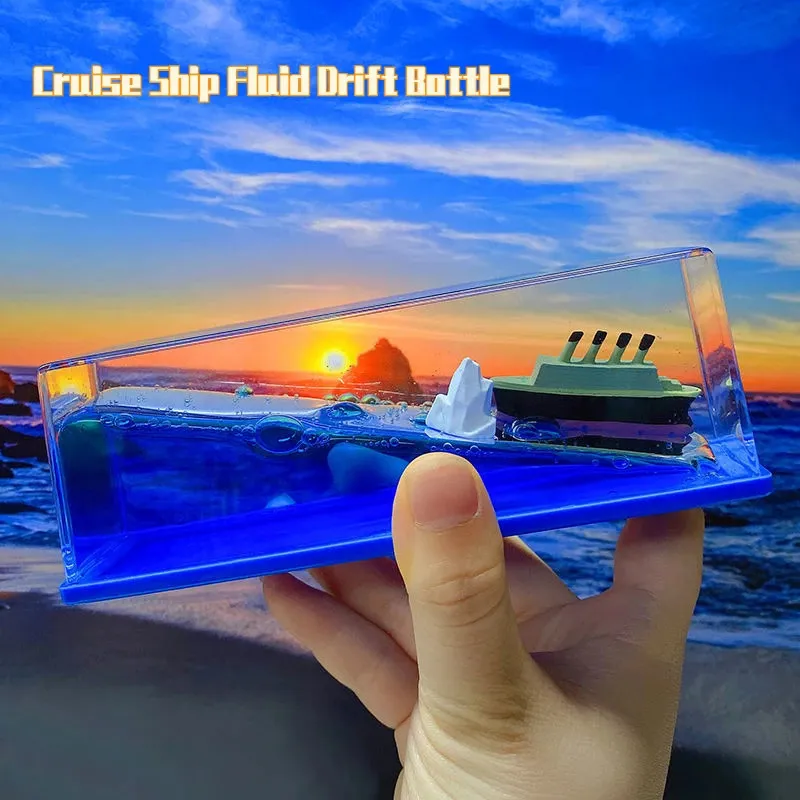 Titanic Cruise Ship Drift Bottle Hourglass Desk FLOATION DECORATION DECOMPRESSION TOY Gift 220811