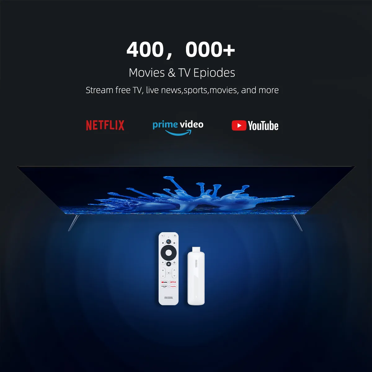 Mecool KD5 TV Stick Netflix 4K HD Android 11 Smart TV Box certificato da Google 1G 8G WiFi 2.4G/5G Prime Video HDR 10 AV1