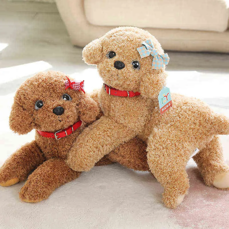 Cm Realistico Teddy Dog Peluche Cucciolo Riempito Simulazione Coccole Vestite Bambola Regalo di Natale Bambini Baby J220704