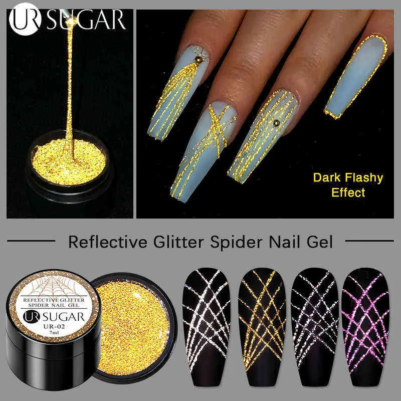 Nxy nagelgel reflekterande glitter polsk mousserande effekt tråd web silke linje teckning konst målning lack 0328