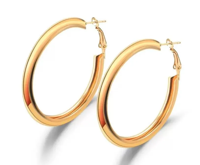 Brincos de argolas de tubo circular femininas 18K Real Gold Bated Elegant Toments Maior Fantasia de moda Jóias Brincos Big Brincos194t