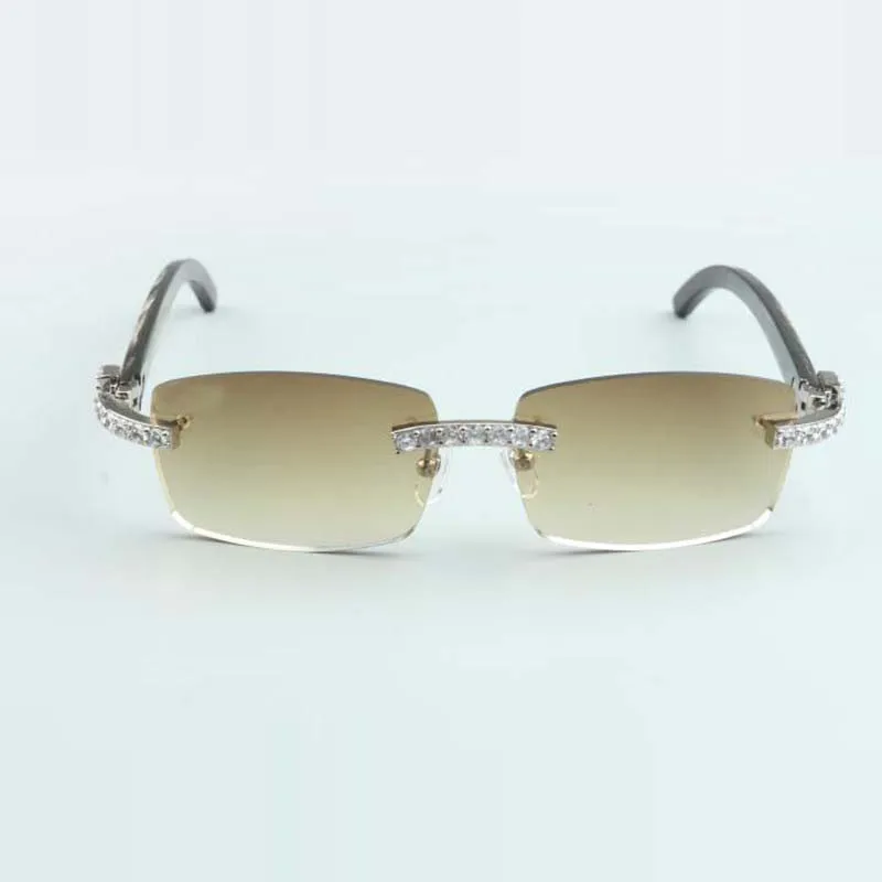 XL Diamond Buffs Sunglasses 3524012 Com as pernas de búfalo de textura preta e lente de 56 mm236t