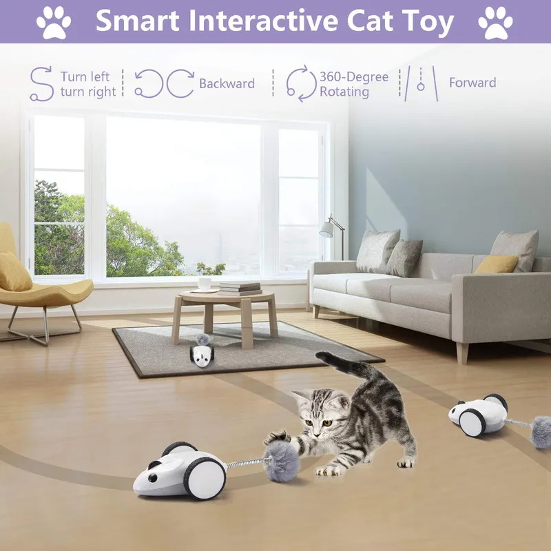 Smart Mouse Racer Interactive Chat Jouets APP Télécommande Automatique USB Charge 360 Degrés Électrique Chat Plume Chaton Jouets 220510