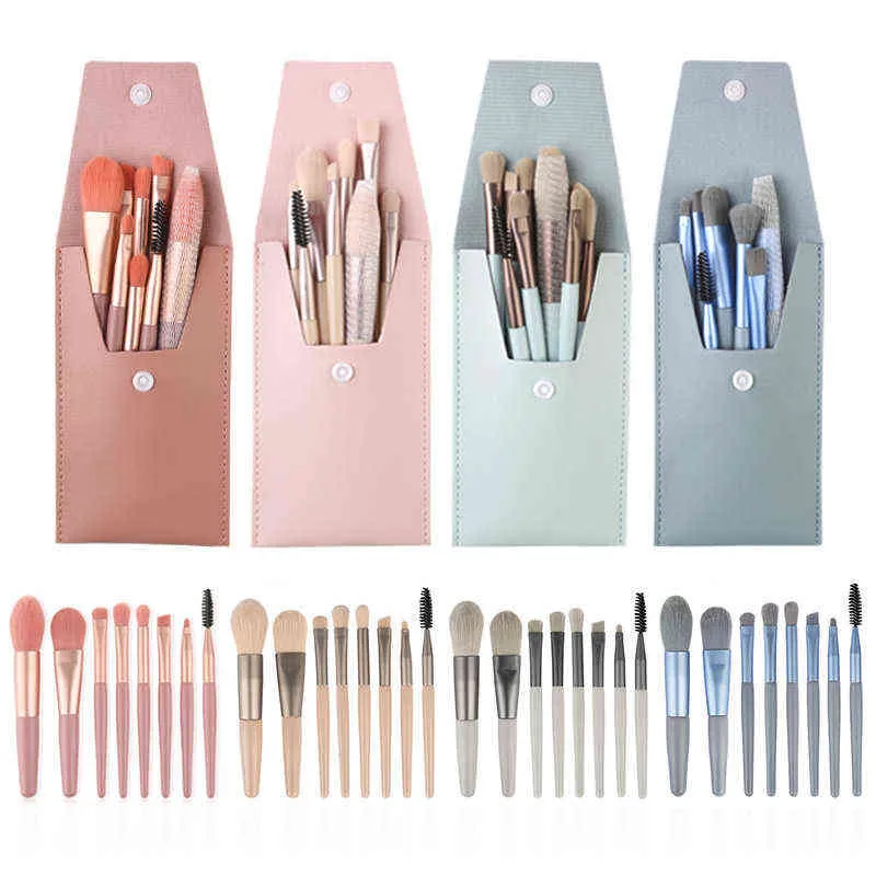 NXY Makeup Brushes 8st Mini med matt Trähandtag Portable Soft Hair Brush Set Beauty Tools 0406