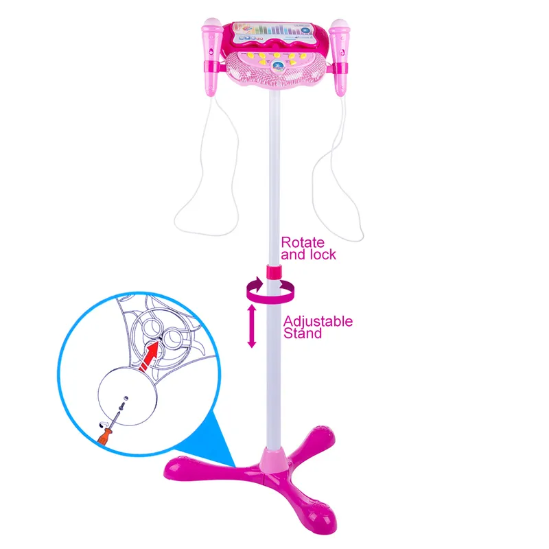 Barn Karaoke Song Machine Mikrofon Stativ Belysning Leksak Hjärnträning Leksak För Barn Pedagogiska leksaker Födelsedagspresent- Rosa 220419