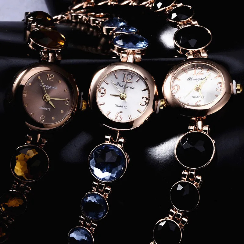 Nouveau cadran rond Quartz femmes montres Major Vintage mode jaune pierre Bracelet montre-Bracelet horloge Reloj livraison directe