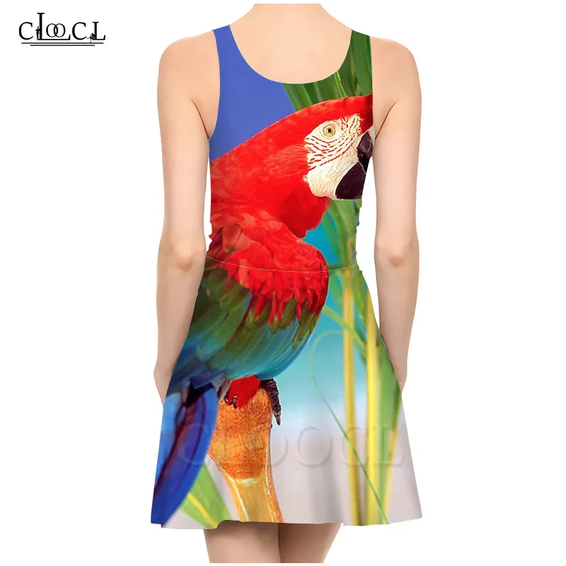 Sukienka damska moda elegancka papuga 3D nadruk kolorowe sukienki seksowne damskie dziewczyny szczupłe sukienka na plażę lato 220617