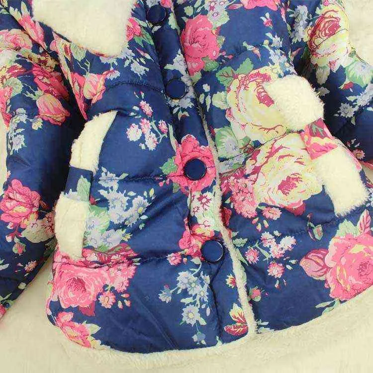 Зимняя девочка куртки теплые густые хлопковые стеганые куртки для девочек мода цветочные дети Дети девочки Overwear Детская одежда J220718