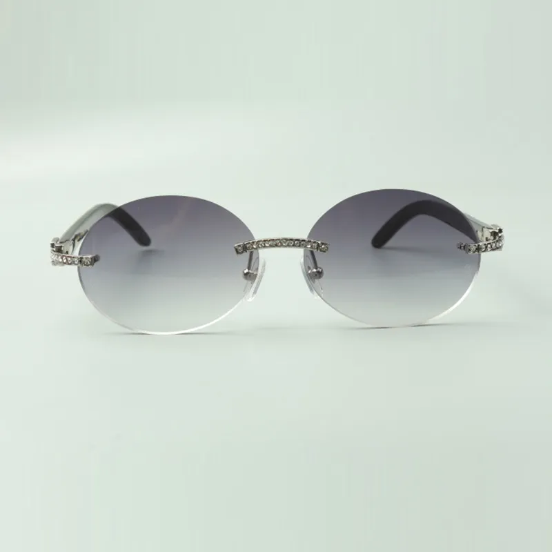 Białe na zewnątrz czarne buffy okulary przeciwsłoneczne 8100903-B z małymi zestawami diamentowymi i owalnymi soczewkami 58 mm283o