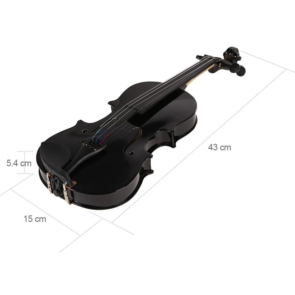 Musikinstrument-Geigen-Kits, Korpus aus Lindenholz, Rückplatte, Ahornkopf, Übungsgerät, 1/8-Schiene, Akustik-Geige mit Box-Koffer, Kolophonium