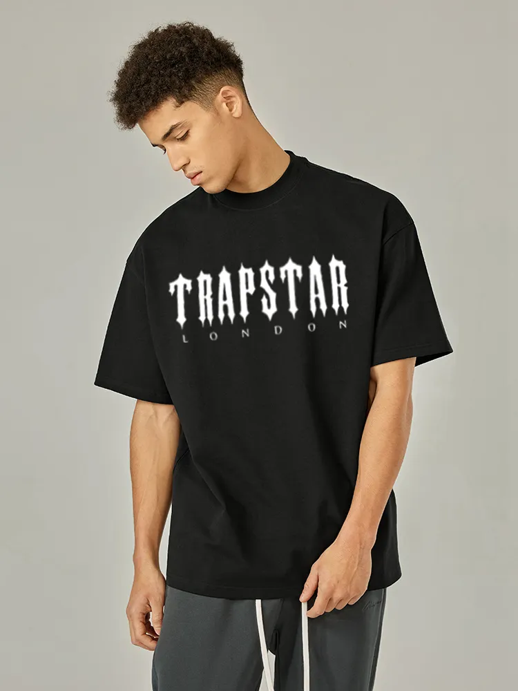 Trapstar London Letter Printed Men Tshirts 통기성 대형 짧은 소매 캐주얼 티 의류 소프트 코튼 스트리트웨어 220707