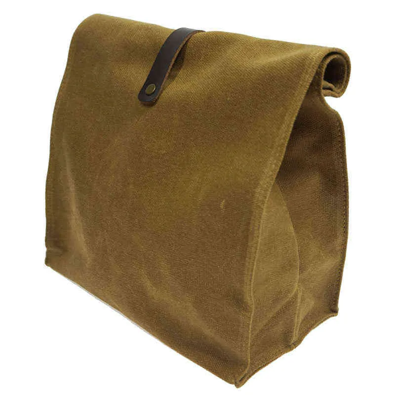 Lunhana de couro de lona encerada para camping ao ar livre camping backpack bolsa à prova d'água para trabalho ou bolsas de armazenamento de alimentos da escola Y220524