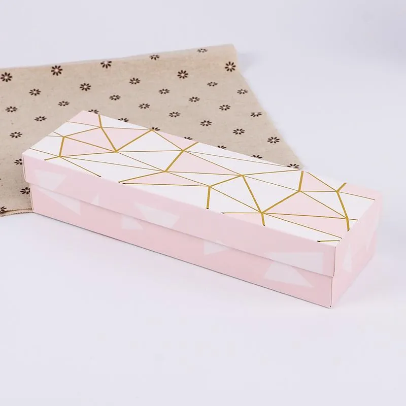 Flamingo / Marble / Feather Pattern Paper Packaging Box Nougat Cookies Geschenkdoos Bruiloft Chocolate Cake Brood Parterbox Boxs Pro232