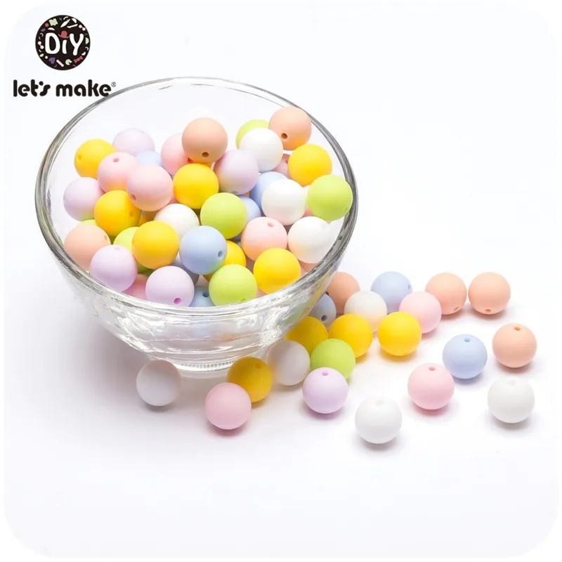 Låt oss göra 100st Perle Silicone Pärlor 15mm Baby Teether Round Food Grade DIY BPA GRATIS 220507