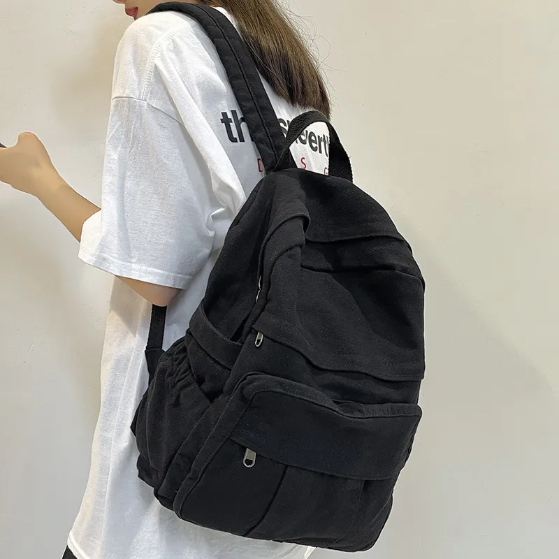 Girl Fabric School Bag Fashion College Student Vintage Women Rucksack Leinwand weibliche Laptop -Tasche Kawaii Ladies Backpack 22072249W