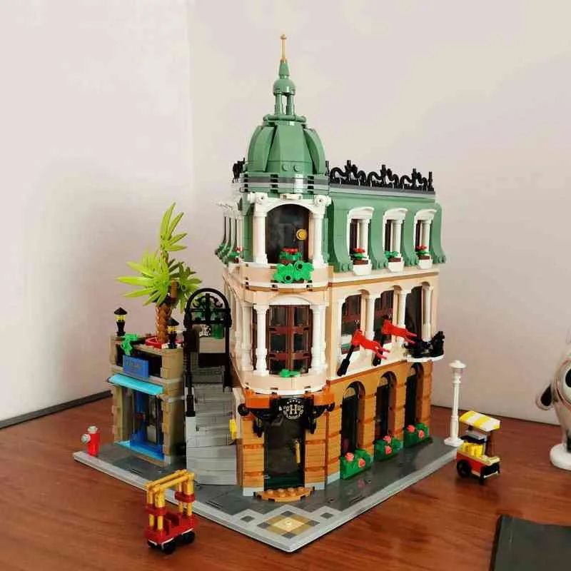Street View Boutique Hotel Model Moc Modular Building Builds Bricks Action Action