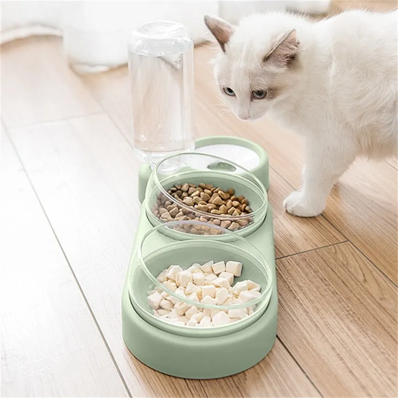 3 In1 Hoge Kwaliteit Honden Katten Dubbele Kommen Voedsel Water Feeder Container Dispenser voor Drinkproducten 220323