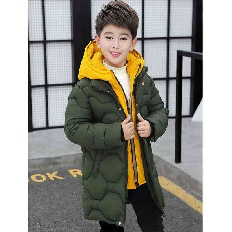 LZH 2022 Teenager Boys Winter Parka dla dzieci gruba ciepła kurtka odzieżowa Dzieci z kapturem z kapturem bawełniana kurtka dla chłopców odzież J220718
