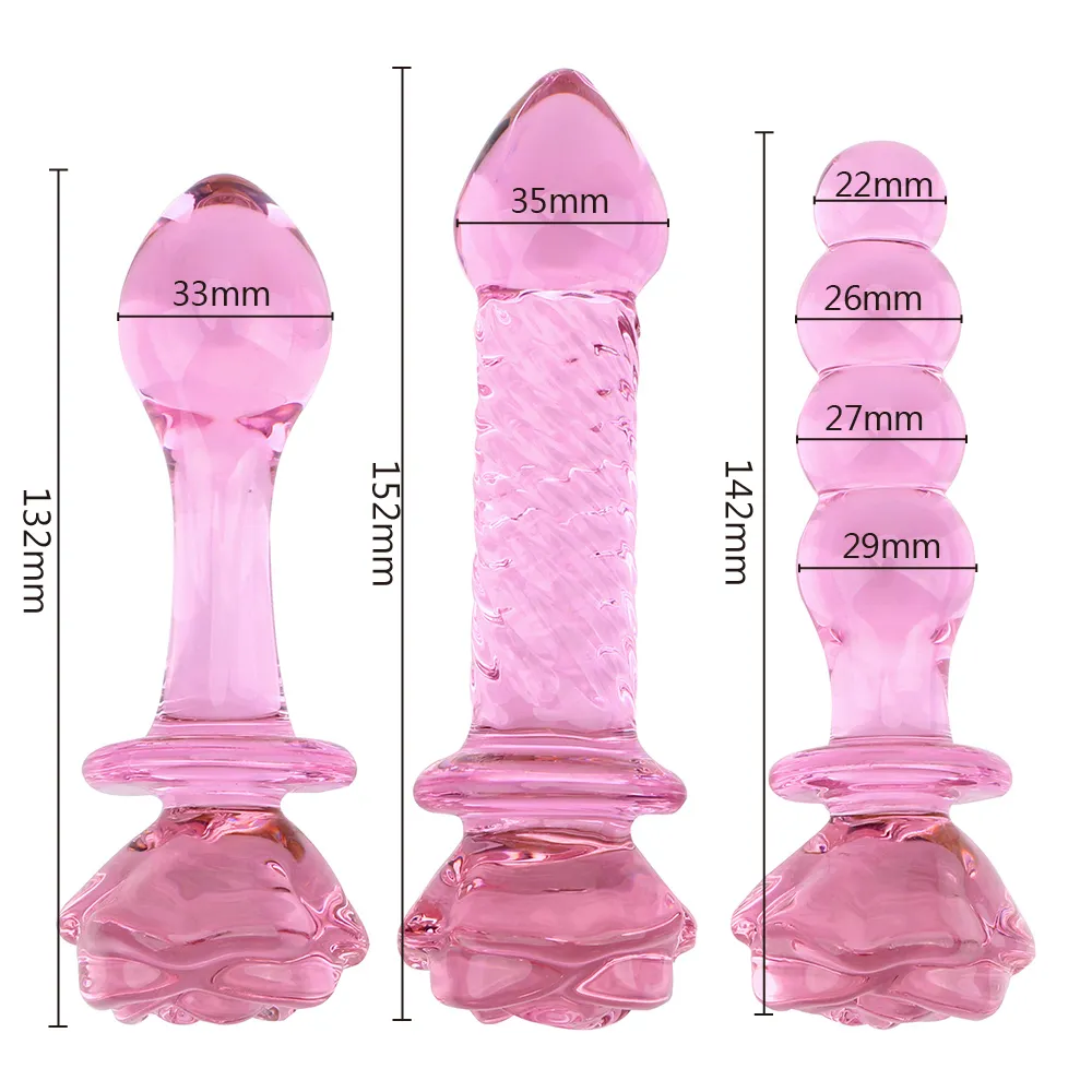 Crystal Glass Dildos Masturbator Realistic Dildo Penis Beads Anal Butt Plug Sexig Toys For Woman Couples Vaginal Stimulation