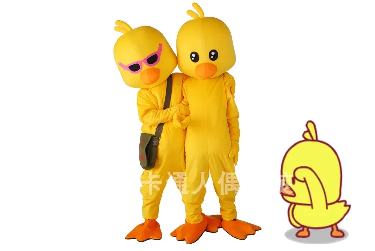 Costume de poupée de mascotte Costume de mascotte de personnage de dessin animé de canard jaune Costume de fantaisie Robe de soirée Costume de mascotte d'équipe d'école animale mignonne Déguisement