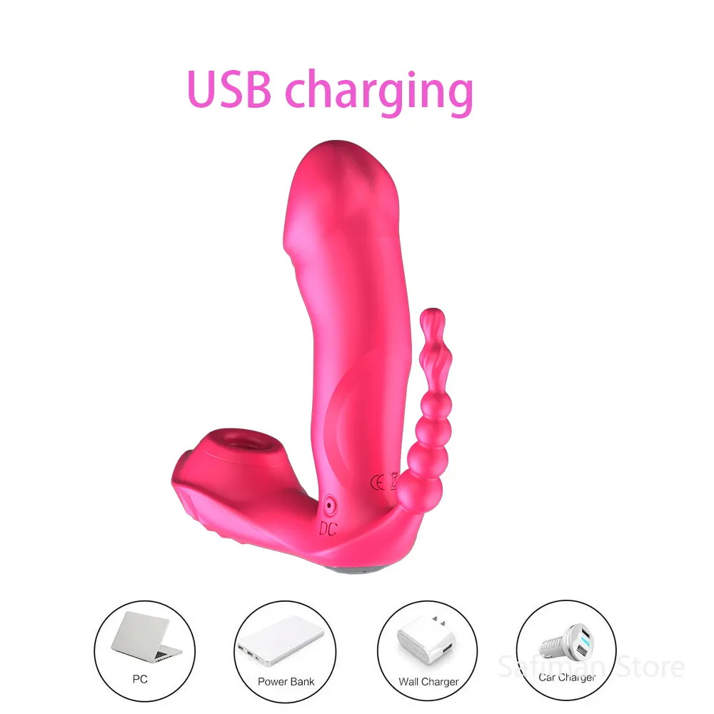 3 en 1 sucer vibrateur modèle 7 stimulateur clitoridien oral sexy vagin Anal femme télécommande portable sexy jouet