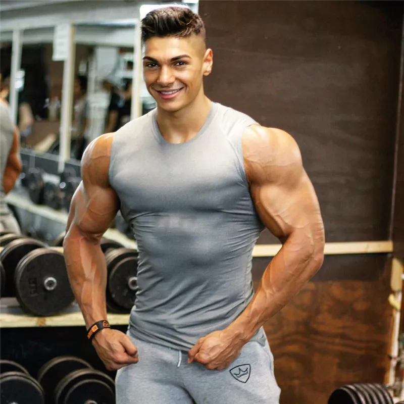 Men tight tank top men's gym fitness vest men's muscle sports Leisure jogging Exercise sports sleeveless shirt top 220531