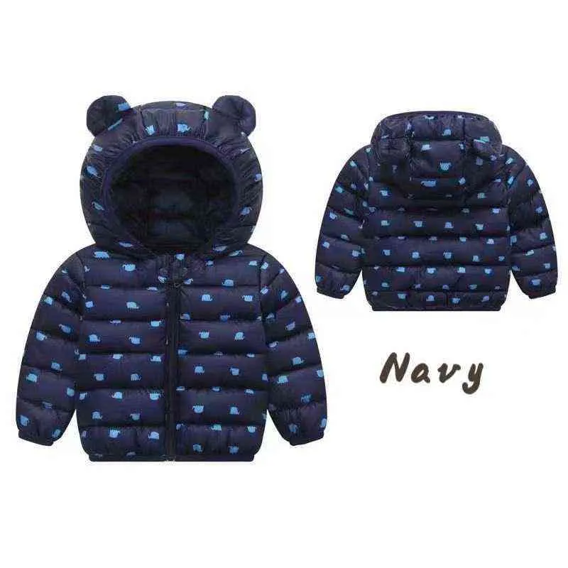 Unisex Kids hooded down jackets 가을 겨울 만화 따뜻한 아기 탑 어린이 소년 지퍼 스노우 슈트 외부웨어 의류 j220718